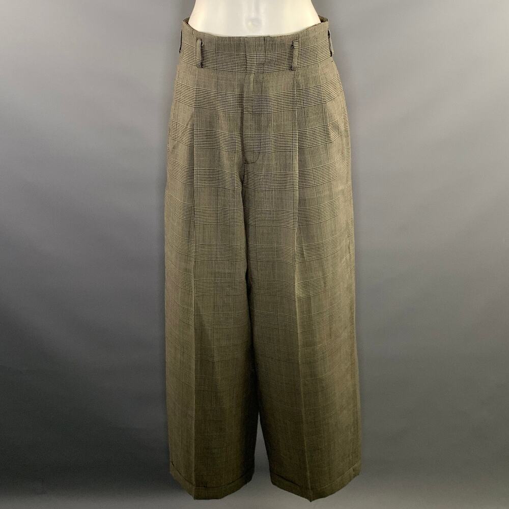 RALPH LAUREN Size 8 Brown Rayon & Wool Houndstooth Wide Leg Dress Pants